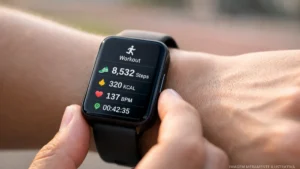 Smartwatch no pulso com tela de monitoramento de treino e passos, guia de modelos até 400 reais em 2025