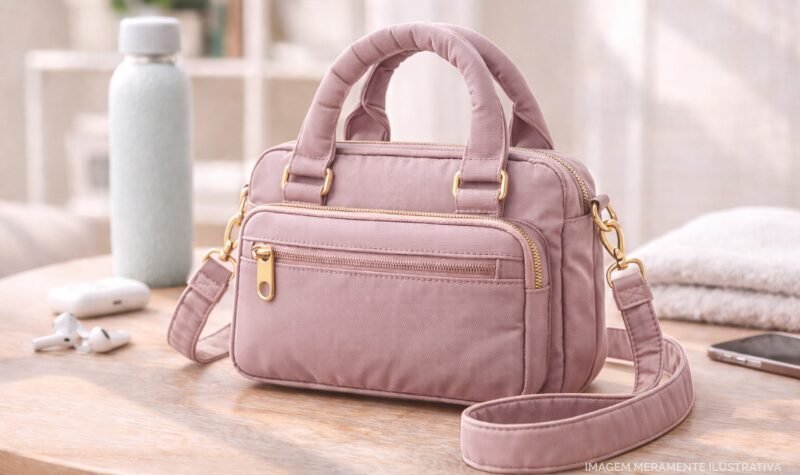Bolsa crossbody feminina esportiva em nylon com alça acolchoada