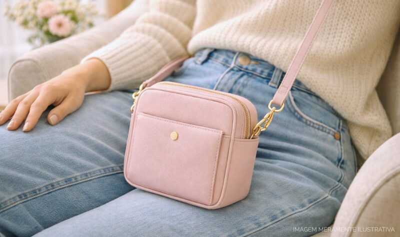 Mini bolsa crossbody feminina quadrada compacta em tom pastel